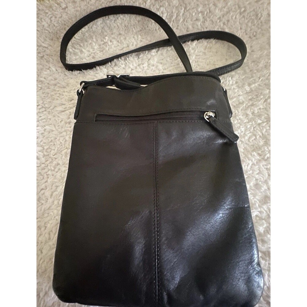 Margot Black Pebbled Crossbody Shoulder Bag Zip Closure Adjustable Strap Lined